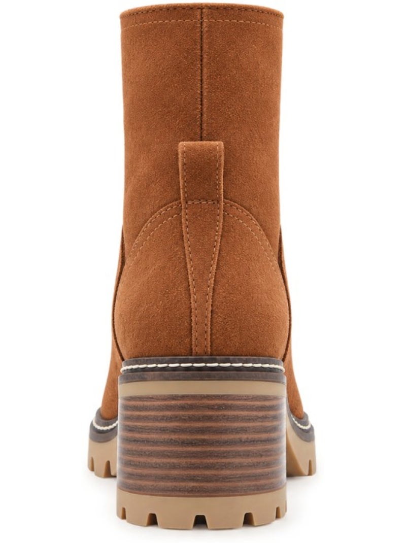 Botins de salto couro natural purapiel Castanho - Kiabi