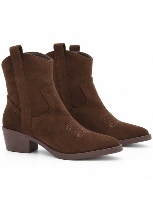 Botins de salto couro natural purapiel - Kiabi Botins de salto couro natural purapiel - Kiabi