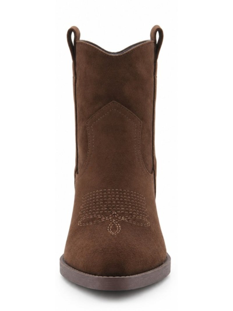 Botins de salto couro natural purapiel Castanho - Kiabi