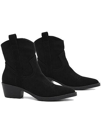 Botins de salto couro natural purapiel