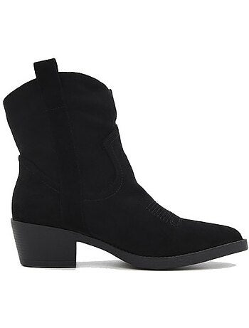 Botins de salto couro natural purapiel
