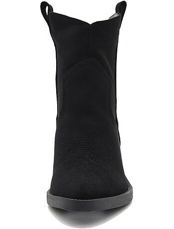Botins de salto couro natural purapiel