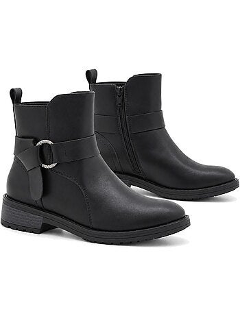 Botins de salto couro natural purapiel