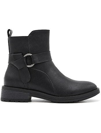 Botins de salto couro natural purapiel