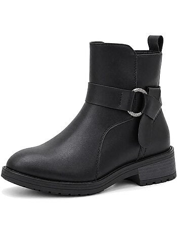 Botins de salto couro natural purapiel