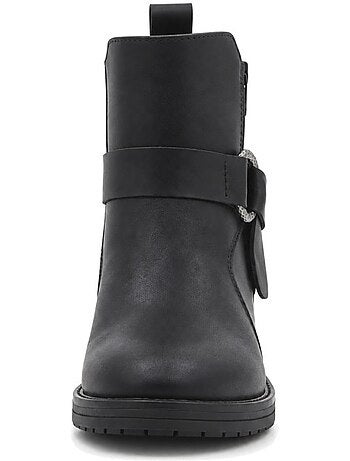 Botins de salto couro natural purapiel