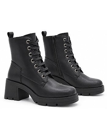 Botins de salto couro natural purapiel
