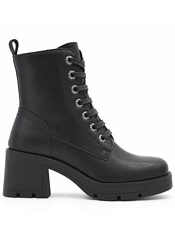 Botins de salto couro natural purapiel