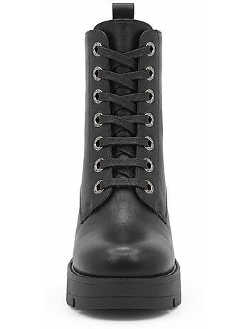 Botins de salto couro natural purapiel