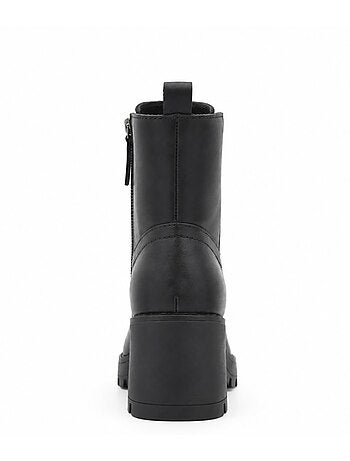 Botins de salto couro natural purapiel