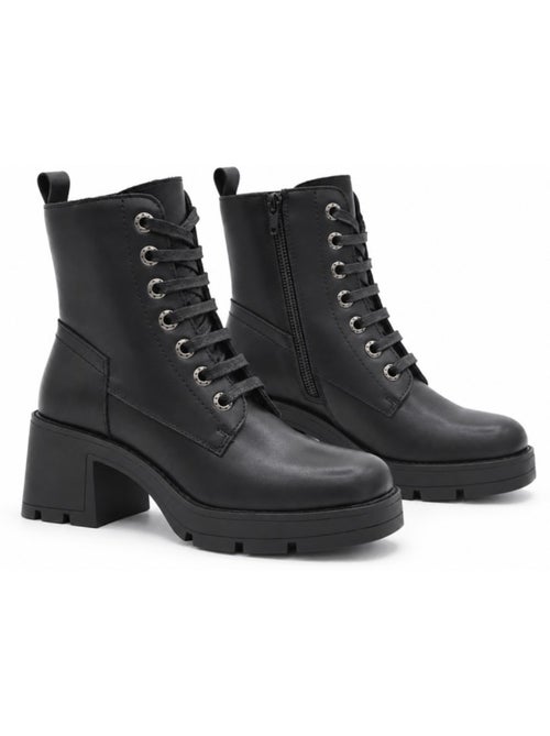 Botins de salto couro natural purapiel - Kiabi Botins de salto couro natural purapiel - Kiabi
