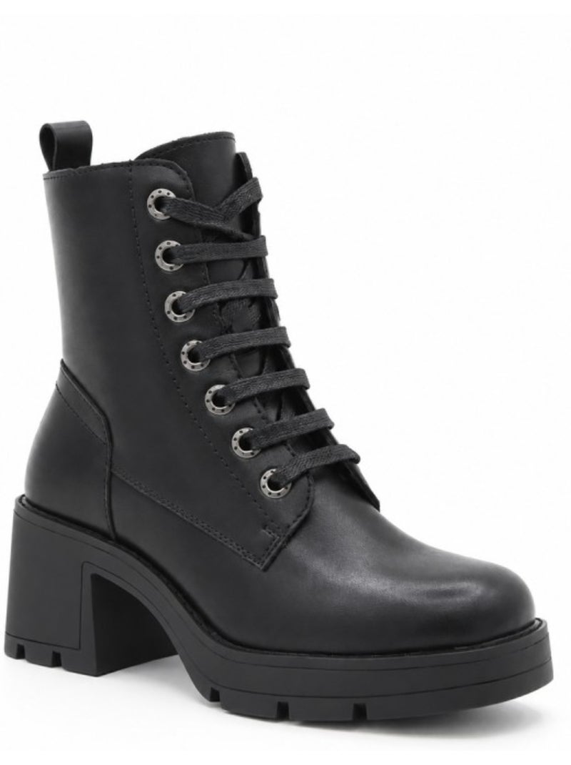 Botins de salto couro natural purapiel Preto - Kiabi