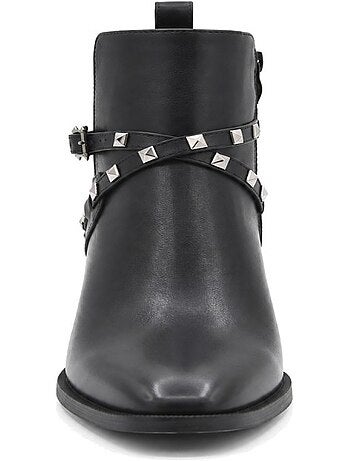 Botins de salto couro natural purapiel