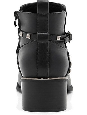 Botins de salto couro natural purapiel