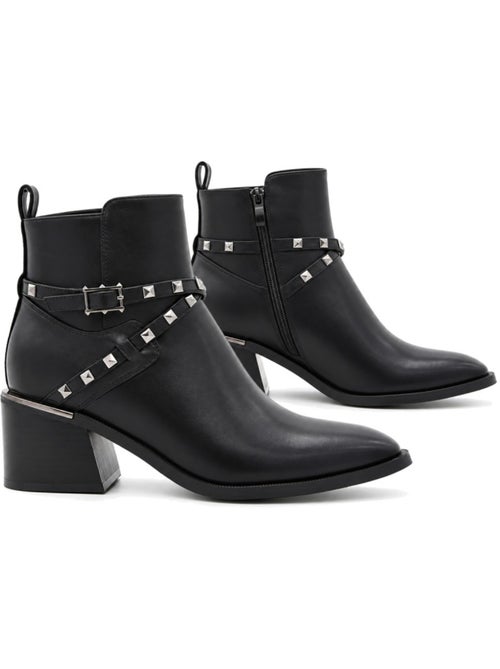 Botins de salto couro natural purapiel - Kiabi