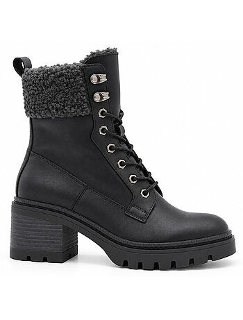 Botins de salto couro natural purapiel