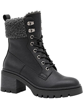 Botins de salto couro natural purapiel