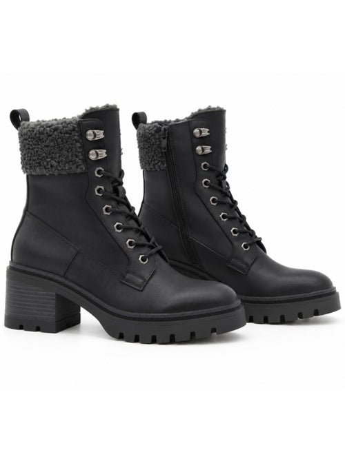 Botins de salto couro natural purapiel - Kiabi