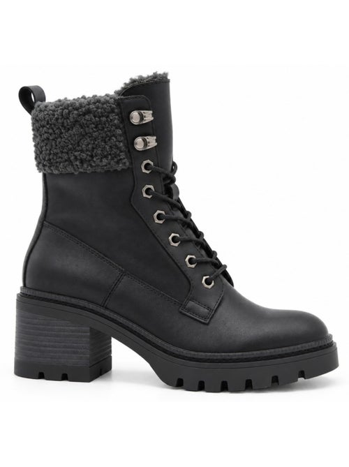 Botins de salto couro natural purapiel - Kiabi