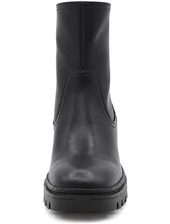 Botins de salto couro natural purapiel