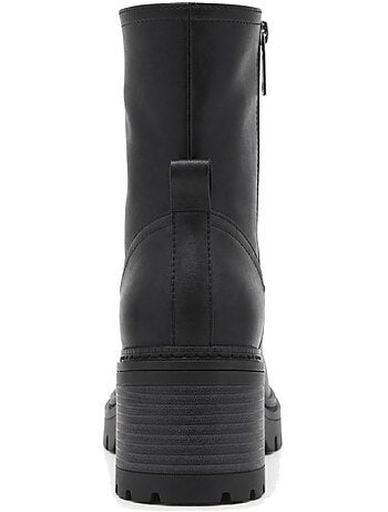 Botins de salto couro natural purapiel