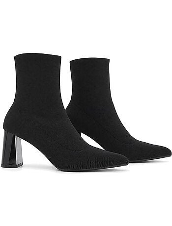 Botins de salto couro natural purapiel