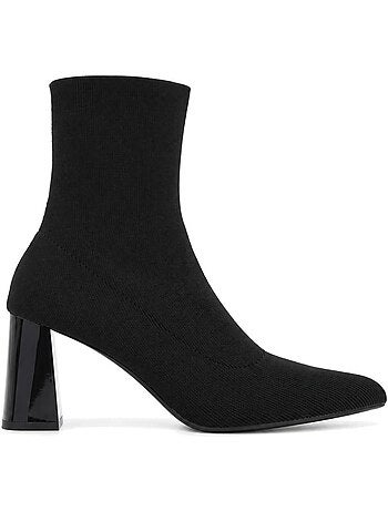 Botins de salto couro natural purapiel