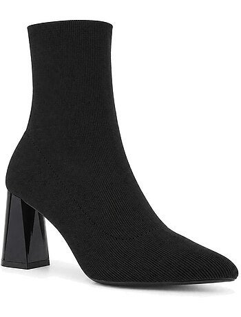 Botins de salto couro natural purapiel