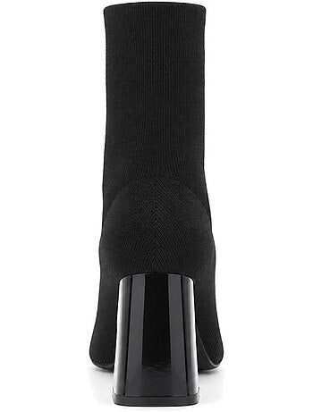Botins de salto couro natural purapiel