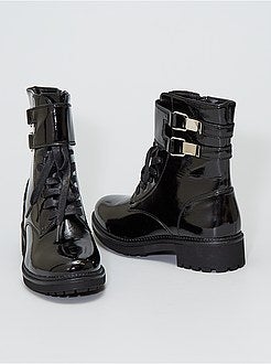 Botins de verniz com atacadores estilo rangers - Kiabi