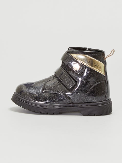 Botins de verniz com brilhantes - pretos - Kiabi