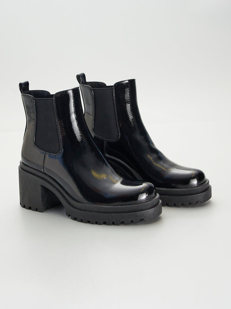 Botins de verniz PRETO - Kiabi
