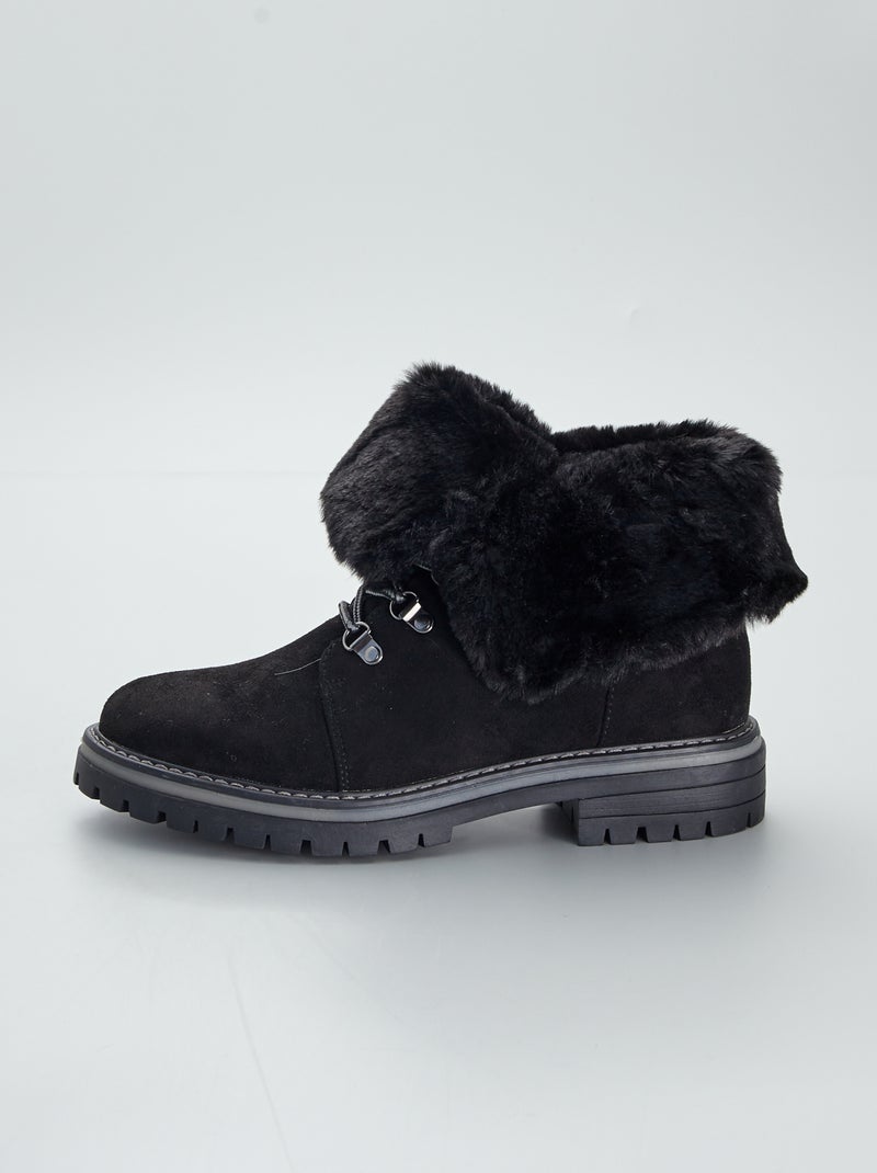 Botins em camurça sintética estilo montanha Preto - Kiabi