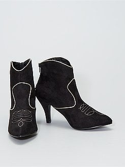 Botins em camurça sintética estilo western - Kiabi