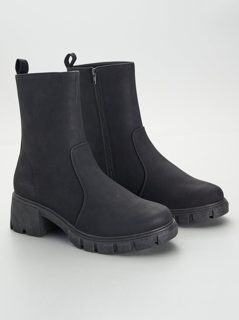 Botins em camurça sintética PRETO - Kiabi