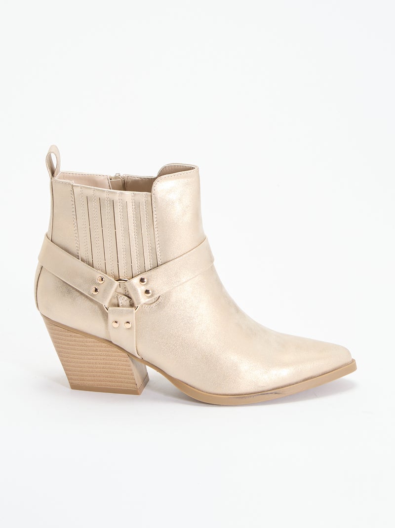Botins em imitação de pele com salto Amarelo - Kiabi