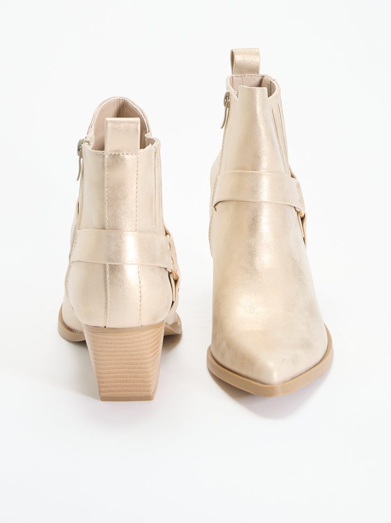 Botins em imitação de pele com salto Amarelo - Kiabi