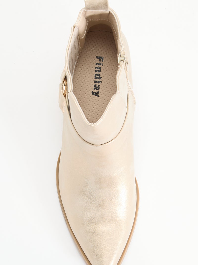 Botins em imitação de pele com salto Amarelo - Kiabi