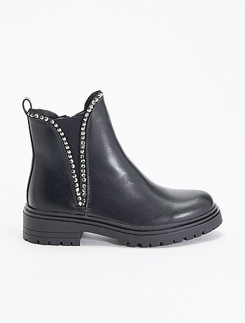 Botins em imitação de pele com strass