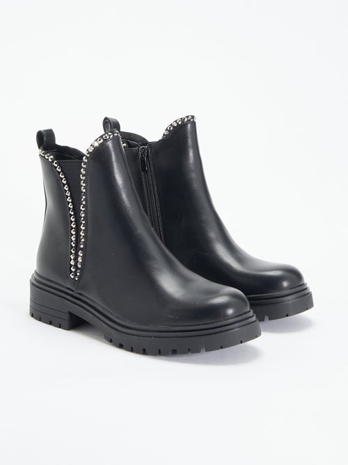 Botins em imitação de pele com strass - Kiabi Botins em imitação de pele com strass - Kiabi