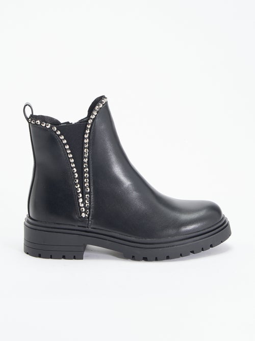Botins em imitação de pele com strass - Kiabi Botins em imitação de pele com strass - Kiabi