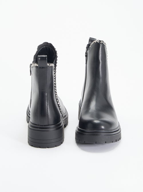 Botins em imitação de pele com strass - Kiabi Botins em imitação de pele com strass - Kiabi