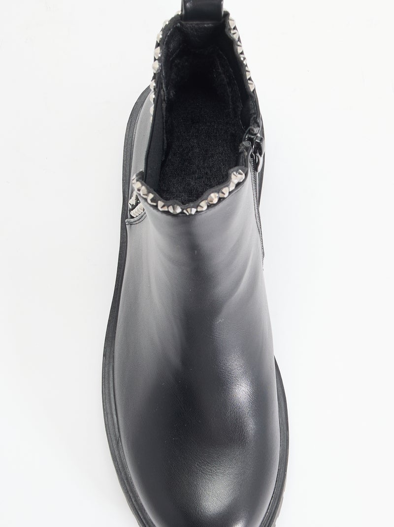 Botins em imitação de pele com strass Preto - Kiabi