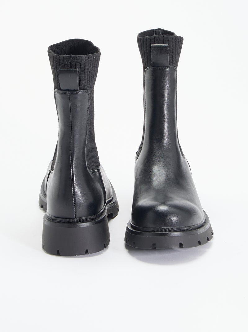 Botins em imitação de pele Preto - Kiabi