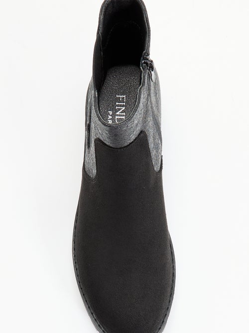 Botins em imitação de pele texturada e camurça - Kiabi Botins em imitação de pele texturada e camurça - Kiabi