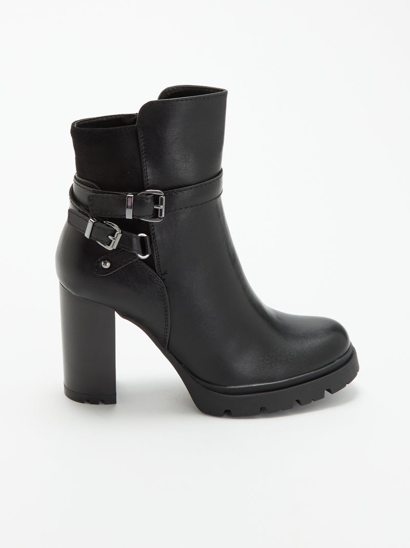 Botins em sintético de salto alto Preto - Kiabi