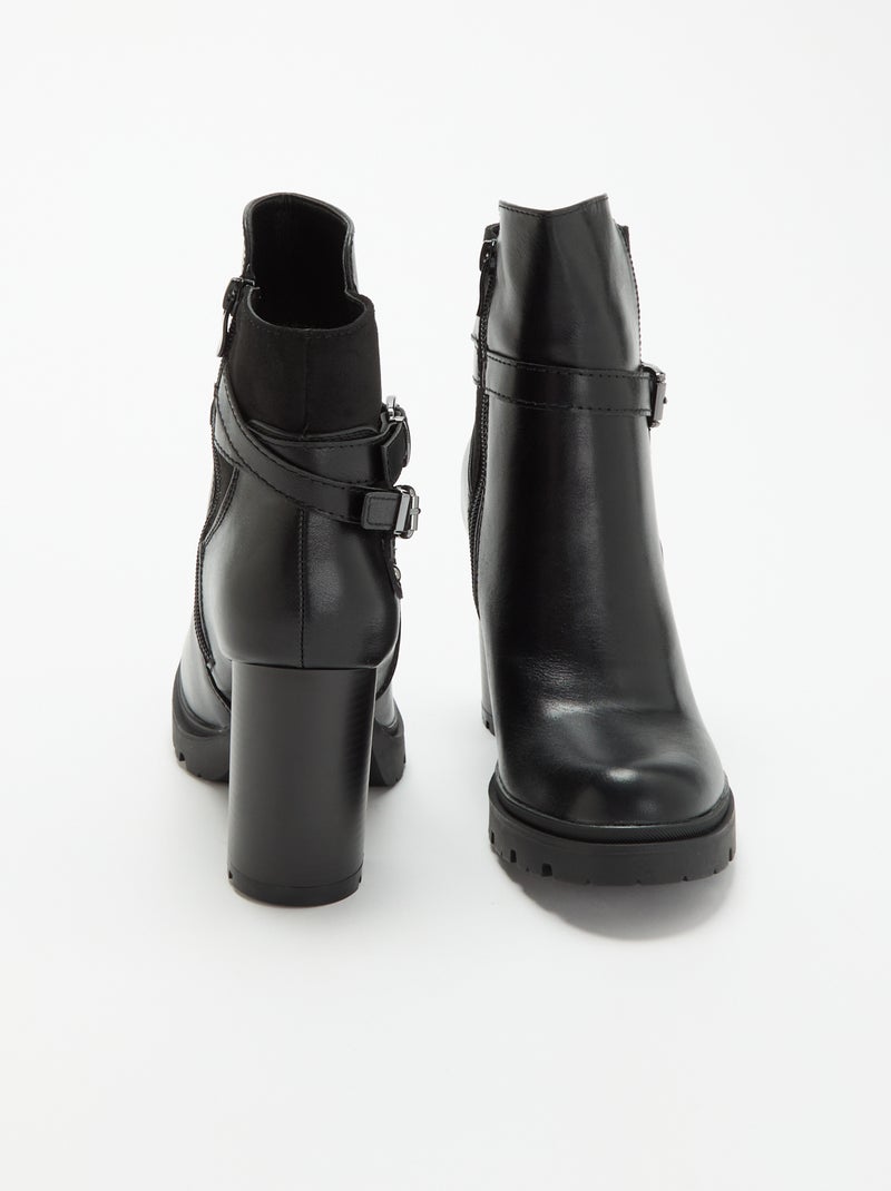 Botins em sintético de salto alto Preto - Kiabi