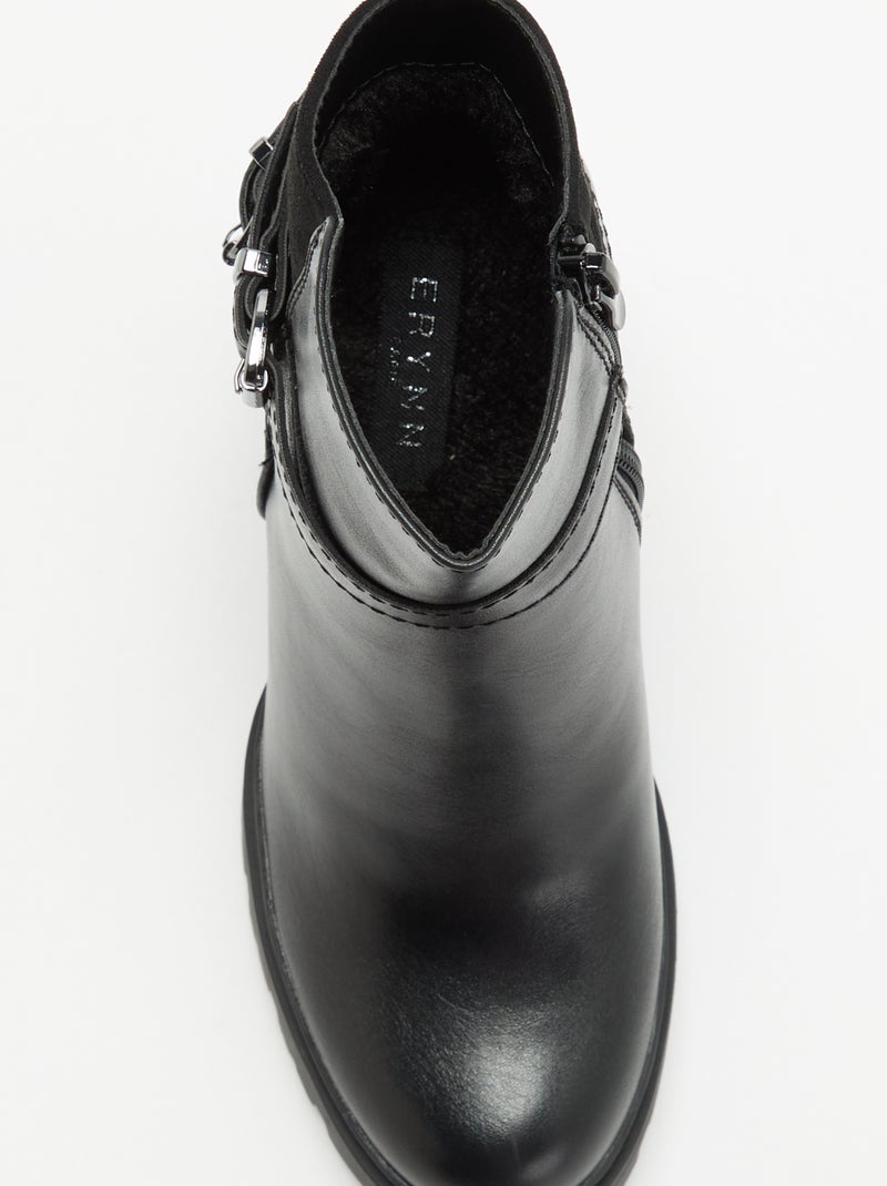 Botins em sintético de salto alto Preto - Kiabi