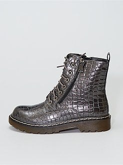 Botins estilo crocodilo prateado - Kiabi