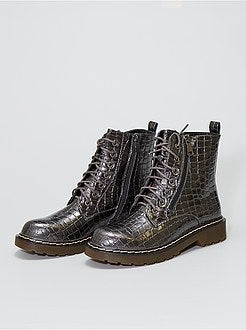 Botins estilo crocodilo prateado - Kiabi